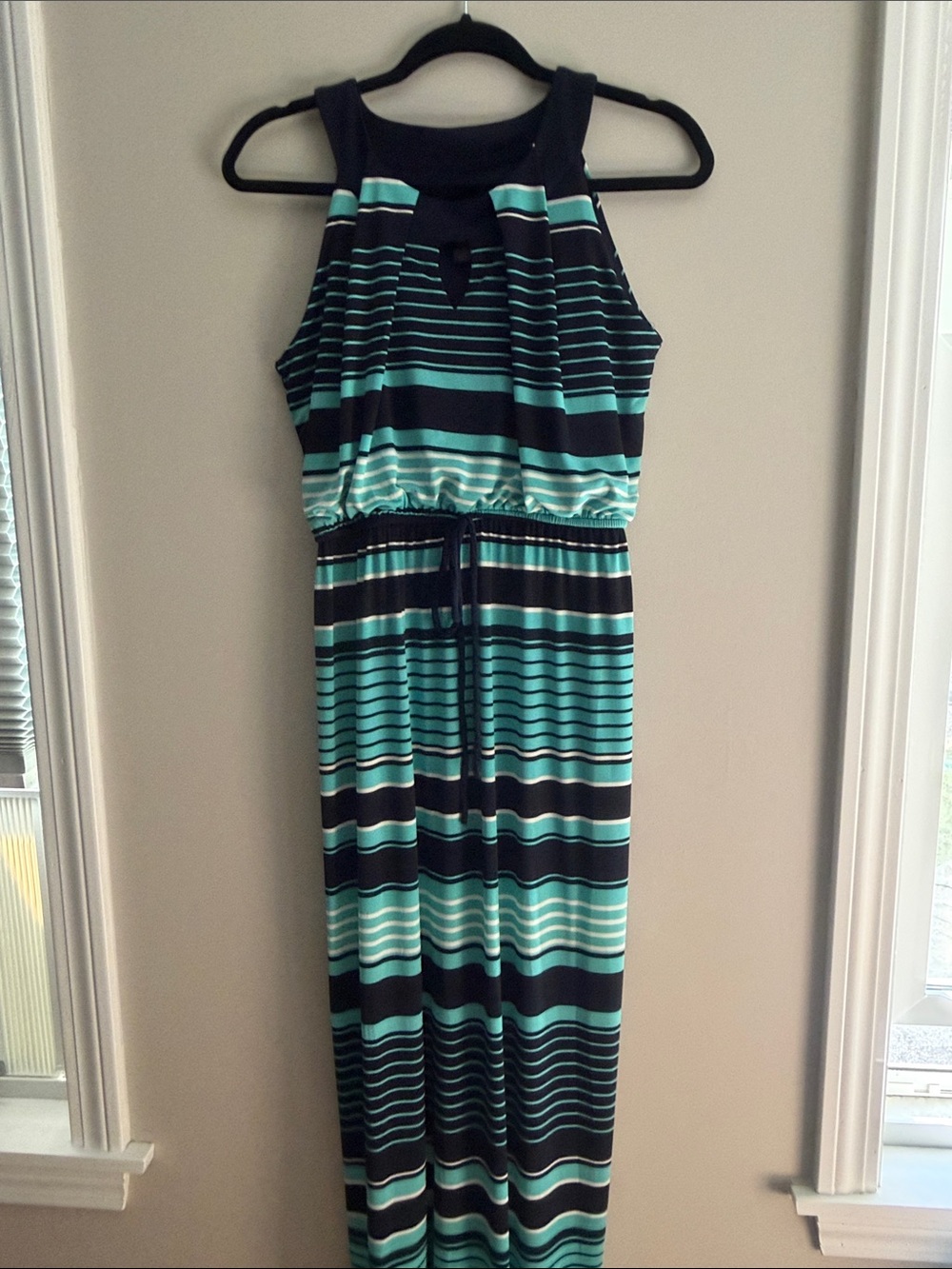 Enfocus Studio Teal and Navy Striped Sleeveless One-Piece